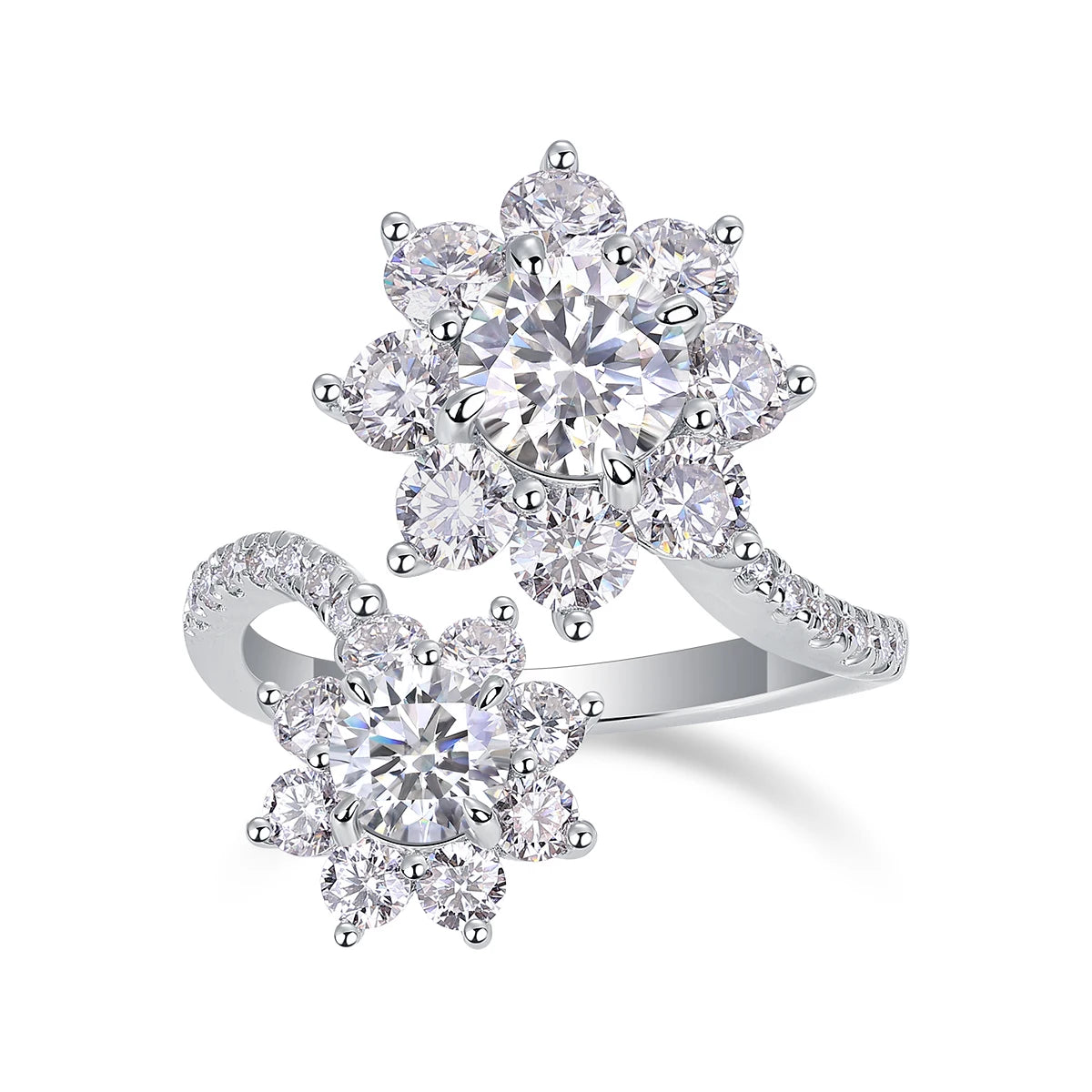 JIUZUAN Moissanite Ring, S925 Silver & 18K Gold Plating, Elegant Sparkling Design, Perfect Christmas Gift, Luxury Jewelry