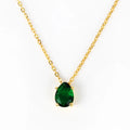 Elegant Green Crystal Waterdrop Pendant Necklaces for Women Charm Emerald Zircon Necklace Adjustable Party Jewelry Collar