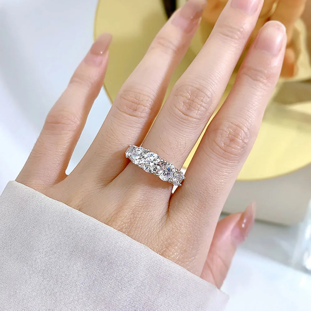 Serenity 3.6ct D Moissanite Rings For Women Men Gift S925 Sterling Silver Jewelry Sparkling Lab Diamond Wedding Rings Plated 18K