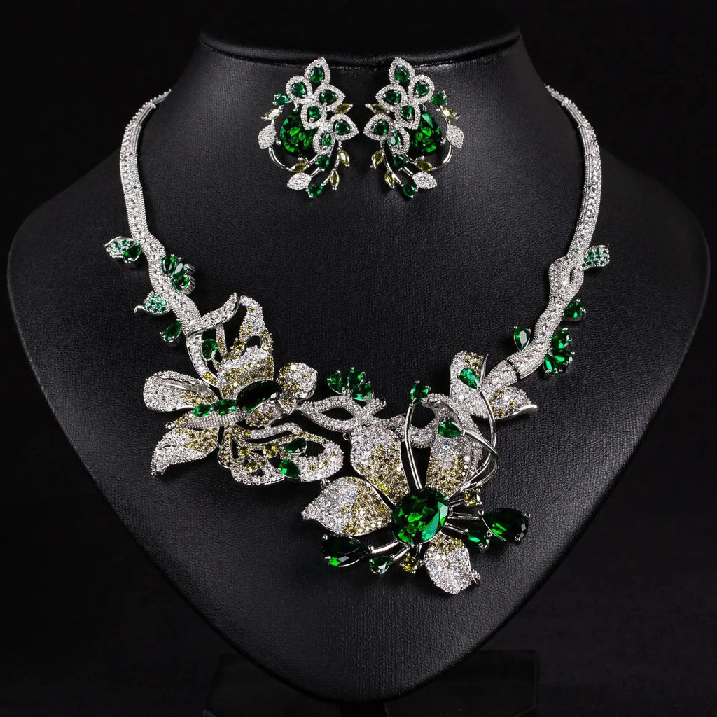 New European and American Style Gorgeous Women's Dress Decoration Accessories Set Necklace Earrings Nigeria Wedding Gift M-913