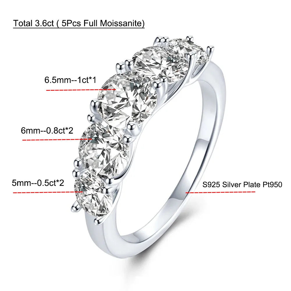 Serenity 3.6ct D Moissanite Rings For Women Men Gift S925 Sterling Silver Jewelry Sparkling Lab Diamond Wedding Rings Plated 18K