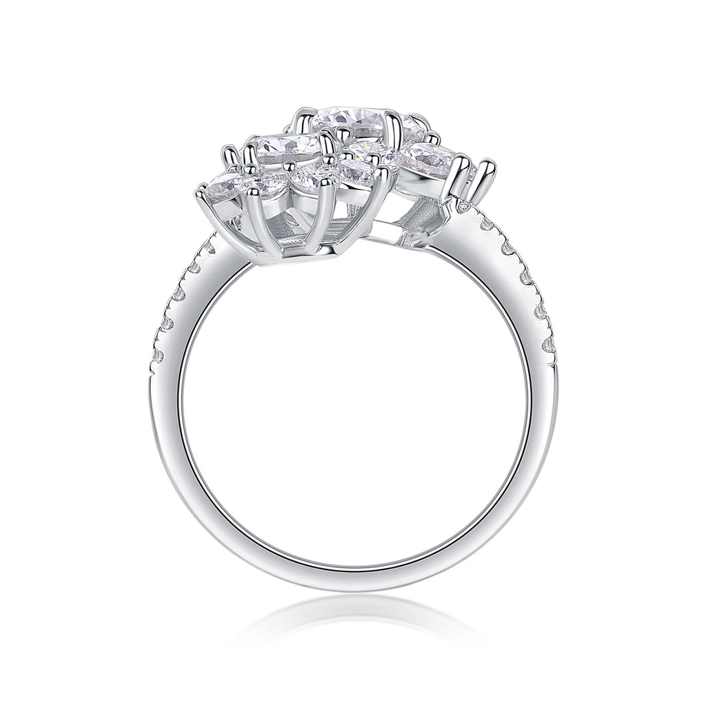 JIUZUAN Moissanite Ring, S925 Silver & 18K Gold Plating, Elegant Sparkling Design, Perfect Christmas Gift, Luxury Jewelry